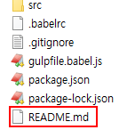 로컬 Gulp 폴더에서 README.md 파일 확인